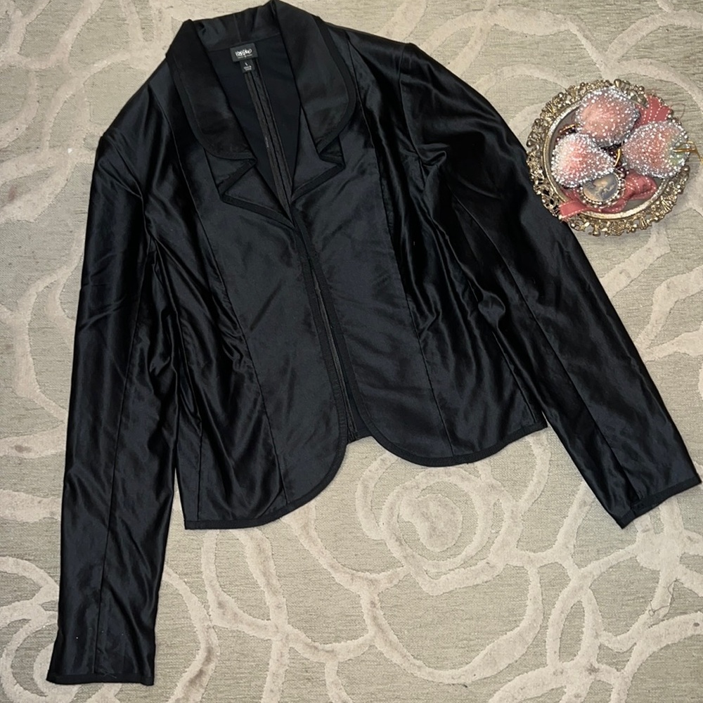 NWOT🌷MOSSIMO🌷Black tuxedo style sateen grossgain ribbon trim lined blazer